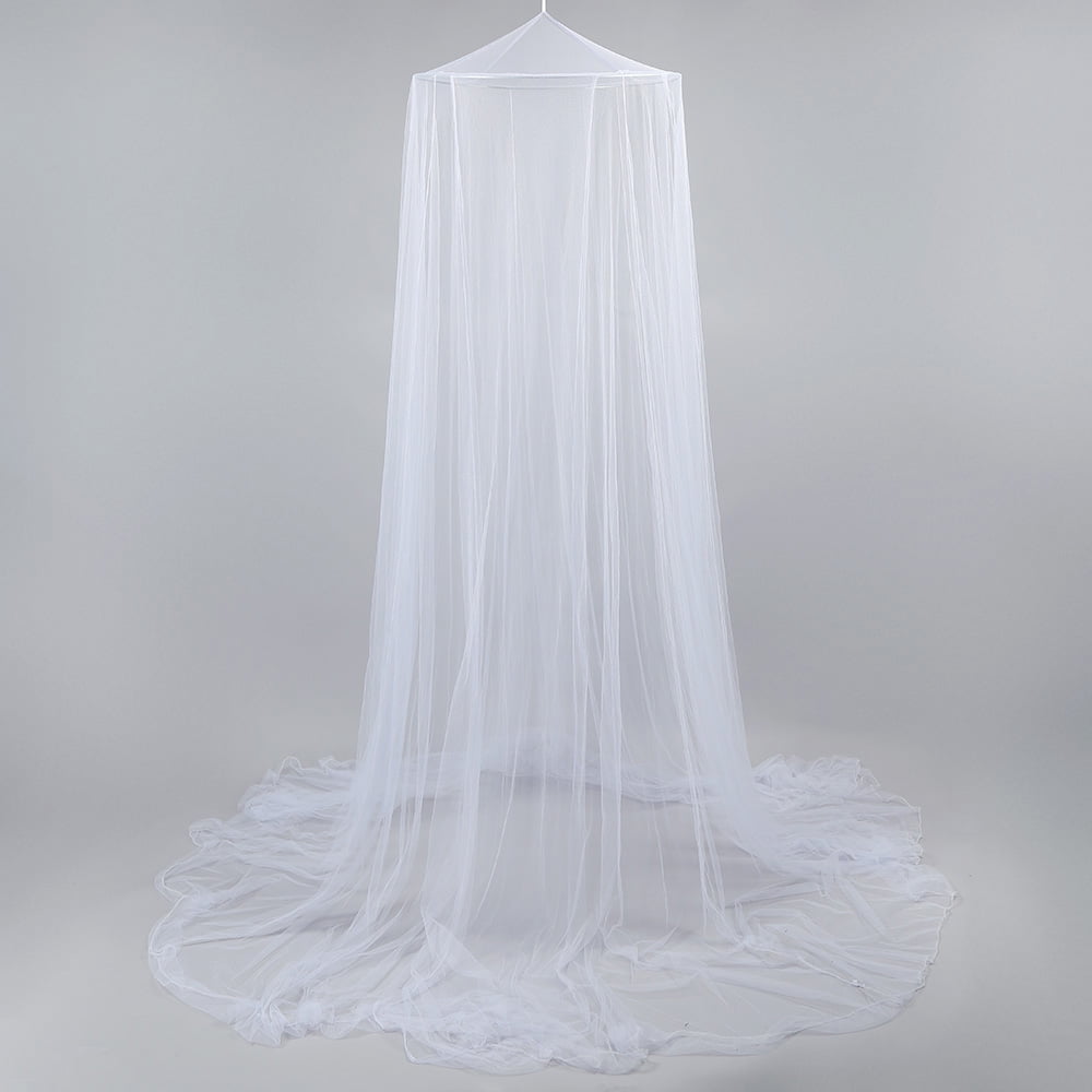 Htovila Decorative Polyester Round Bed Canopy, Twin/Full, White