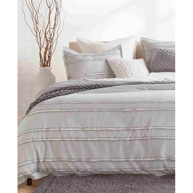 DKNY Fringe Stripe Duvet Cover and Sham Set, King