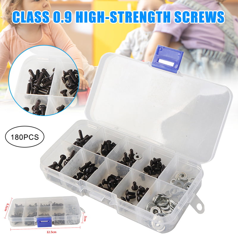 180x Round Flat Head Screws Box Steel Assorted Repair Fit for 1/10 HSP RC Car ds 
