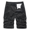 thumbnail image 2 of Conairie Men Cargo Shorts Vintage Elastic Waist Twill Work Shorts Lightweight Distressed Washed Multi Pocket Hiking Shorts Black 31, 2 of 3