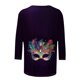 thumbnail image 5 of Camiseta Suelta de Cuello Redondo con Impresión de Carnaval para las Mujeres de Manga 3/4, 5 of 5