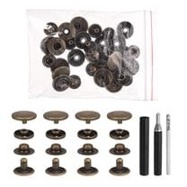 Uxcell 25 Set Leather Snap Fasteners Kit 15mm Metal Button Snaps Press Studs Leather Rivets Snaps with 3 Setter Tools, Bronze