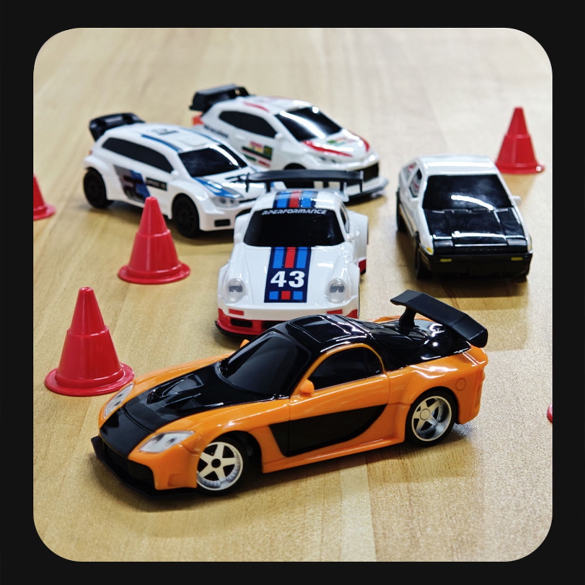 1/43  Mini Electric RC Drift Racing Car Model, 2.4G 15 KM/H Full-Proportional Sport Car with LED Lights (RTR Version)
