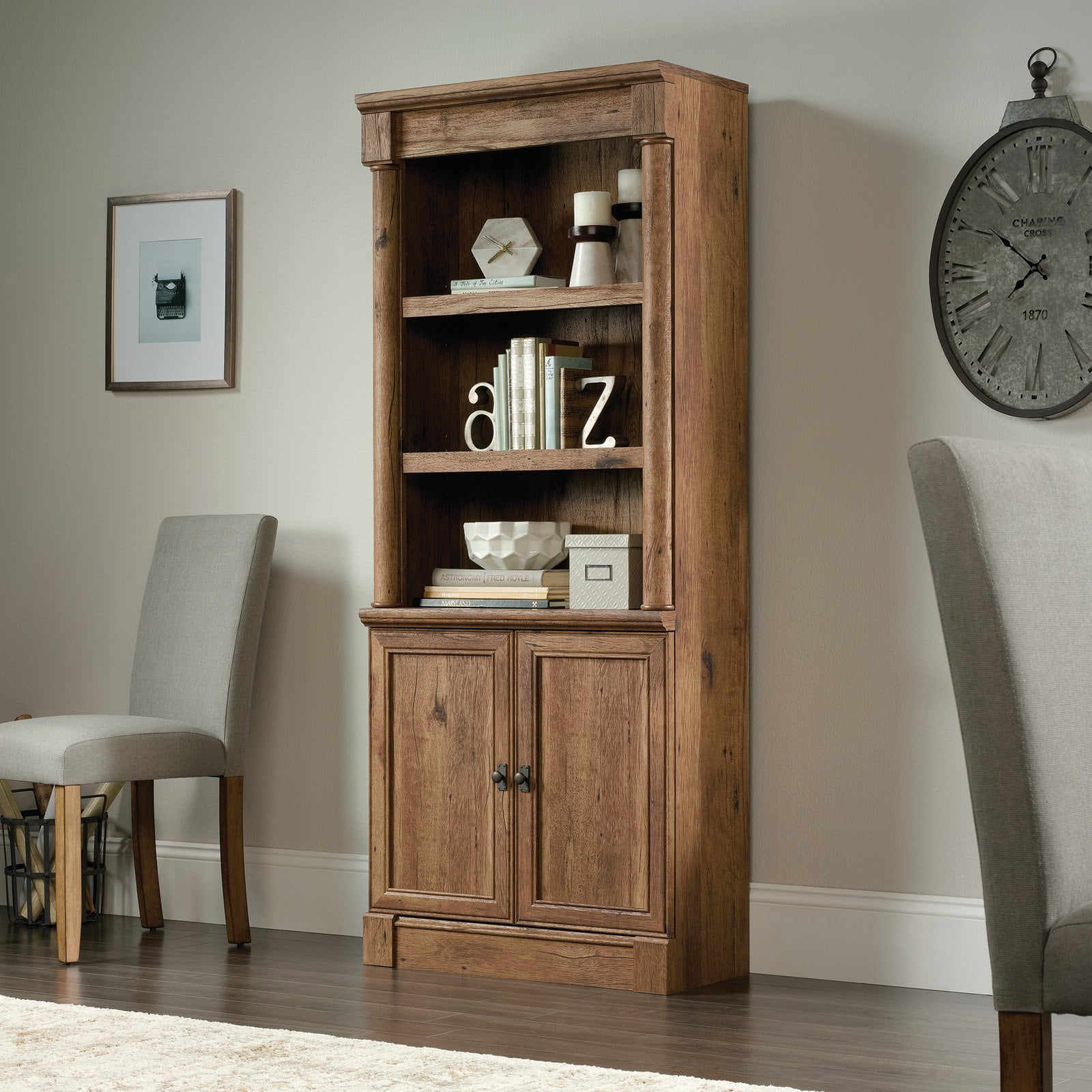 Sauder palladia on sale vintage oak bookcase