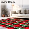 thumbnail image 2 of ODIKA 4'x6' Machine Washable Non-Slip Area Rug, Holiday Plaid Interlocking Reindeer With Festive Bauble Accent High Traffic Rug with Pad, Red, 628299, 2 of 8