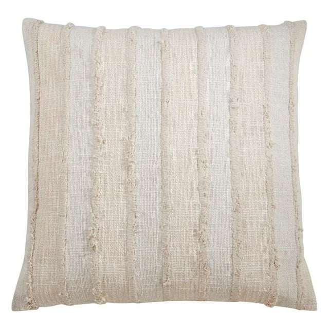Saro Lifestyle 9010.I22SP 22 in. Fringe Stripe Throw Poly Filled Pillow, Ivory