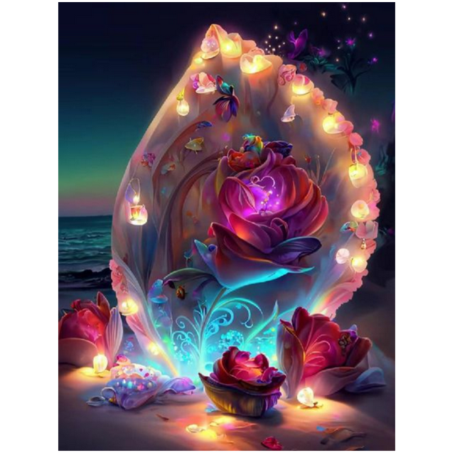 Fairy Dust Beach Shells DIY Diamond Painting Cross Stitch Kit, Starfish Full Drill Mosaic Rhinestone, 30*40cm, unframed.