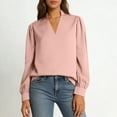 thumbnail image 4 of Womens Silk Satin Blouse V Neck Long Sleeve Shirts Tops Elegant Casual Loose Business Work Office Outfits, 4 of 5