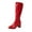 Red, variant on Women's Knee High Chunky Mid Heel Round Toe Boots PU Leather Side Zip Shoes Women's Solid Color Fall Winter Boots