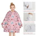 thumbnail image 6 of Pink Cow Milk Strawberry Pattern Blanket Hoodies for Kids 6-13YR Oversize Wearable Blanket Hoodies for Boys Girls Teens, 6 of 7