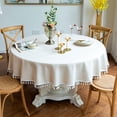 thumbnail image 2 of 1 Uds.-Mantel-Mantel con borlas color Beige Sydney sólido-redondo 120cm, 2 of 5