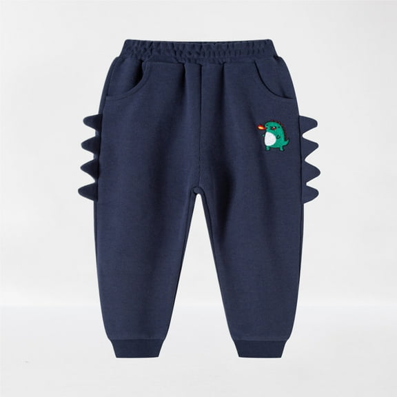 Wancir 1-8 Years Children's Pants Boys Dinosaur Printed Knitted Sports Pants Baby Pants Guard Pants