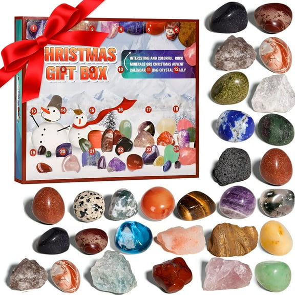 BESTSKY Crystal Rocks & Minerals Advent Calendar - 24 Days of Geology Surprises for Kids and Adults