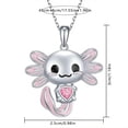 thumbnail image 2 of Pink Jewel Axolotl Necklace Silver Amphibian Salamander Pendant Aztec Design Best Friends BFF Gift, 2 of 2