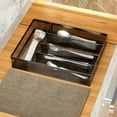 thumbnail image 3 of 5-Divider Silverware Organizer with Drainage Grid Rustproof Carbon Steel Utensil Tray for Kitchen Drawer and Restaurant, 3 of 9