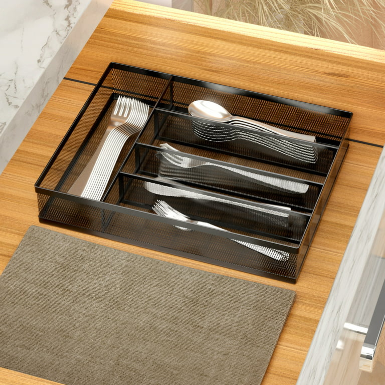 IOAIANIA Kitchen Drawer Organizer, Metal Silverware Utensil Organizer, Deep  Mesh Wire, Premium Cutlery Tray for Knives, Forks, Spoons, Makeup Drawer 