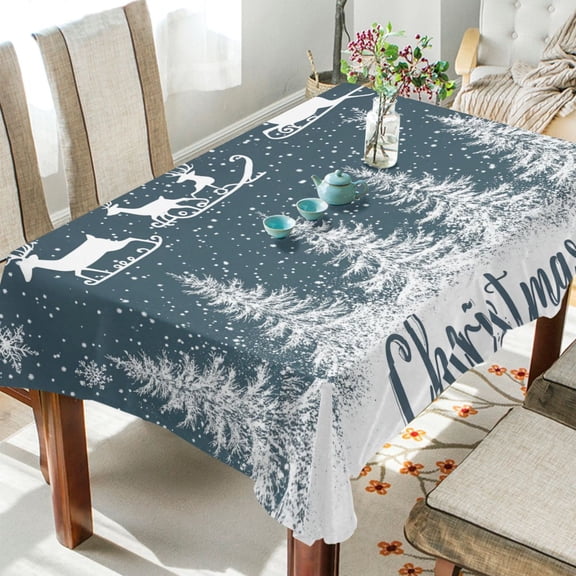 BZSMCE Square Tablecloth Reindeer and Snowflake Pattern Tableclothes
