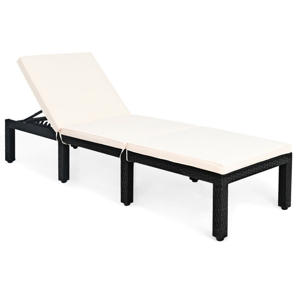 Aimee Lii Patio Rattan Lounge Chair Chaise Couch Cushioned Height Adjustable, Outdoor Chairs, Patio Loungers, White Aimee Lii Patio Rattan Lounge Chair Chaise Couch Cushioned Height Adjustable, Outdoor Chairs, Patio Loungers, White