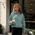 thumbnail image 6 of Womens Sweatshirts Half Zip Fleece Pullover Fall Outfits | Fall Fashion Clothes 2026,Cropped Sweatshirts,Cute Y2k Tops,Winter Loungwear Outfits Mint Green L, 6 of 7