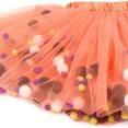 thumbnail image 5 of WERYOUNG Girl's Skirts Carnival Elastic Waist Kids Mesh Layered Skirt With Colorful Pom Poms Holiday Celebration Comfortable Cozy Skirts, 5 of 7