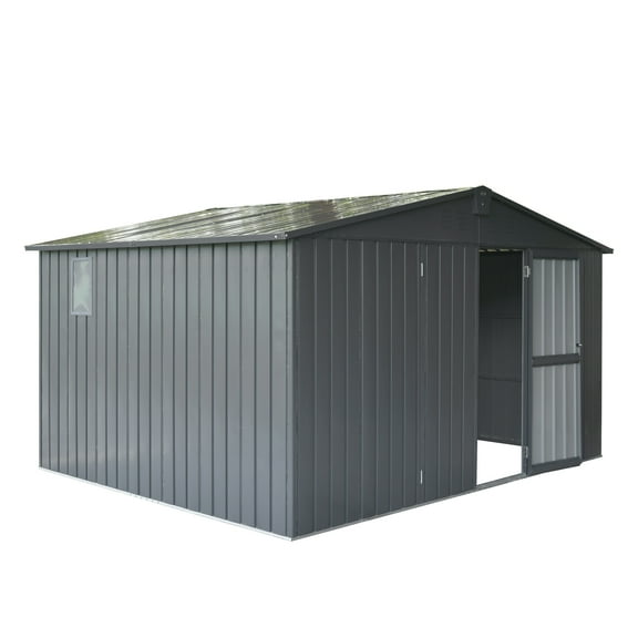 LiviNest 11x9 Metal Storage Shed: 630 Cu.Ft Outdoor Tool Shed - Galvanized Steel Frame & Lockable Door for Backyard Patio Garden (Dark Gray)
