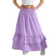 thumbnail image 5 of Falda larga con volantes y bolsillos para niña, cintura elástica, informal, escalonada, de poliéster, 5 of 7