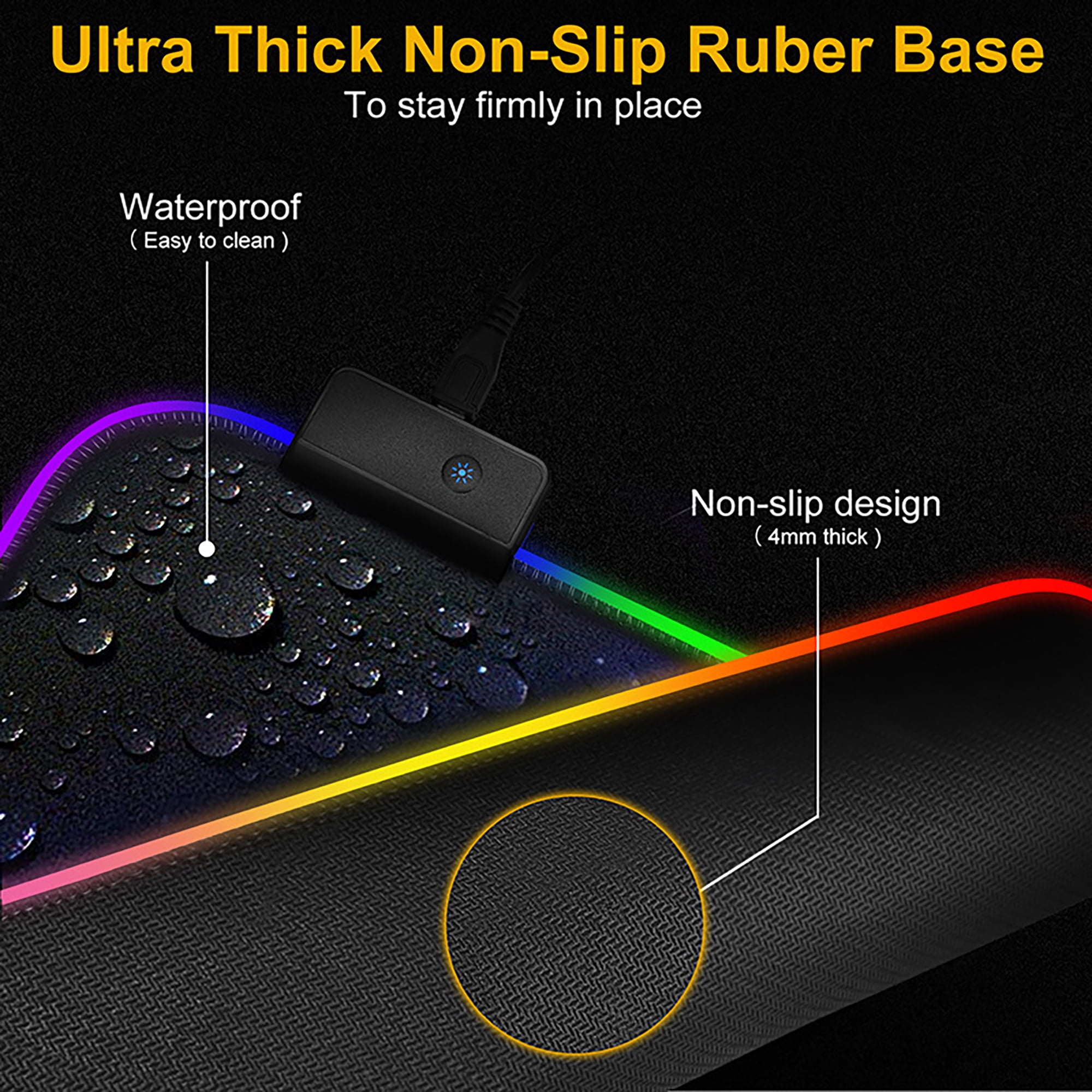 RGB Gaming Large Extended Soft LED Mouse Pad and Desk Pad with 14 Lighting Modes, Size: 31.5×11.8, Black