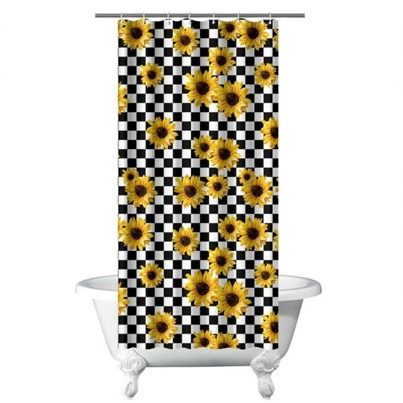 Wildflower Sunflower Shower Curtain Watercolor Artistic Design Waterproof Quick-Dry Bathroom Curtain