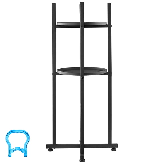 KFFKFF 2-Tier Water Dispenser Stand with Removable Shelf, Durable Jug Organizer with Stable Cross-Base Design, Suitable for Kitchen, Office, or Living Room, Black