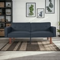 thumbnail image 2 of homxaozo 71" Faux Leather Sofa Bed with Folding Backrest for Living Room (Purplish black), 2 of 6