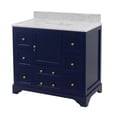 thumbnail image 3 of Madison 42" Bathroom Vanity with Royal Blue Cabinet and Carrara Marble Top, 3 of 6