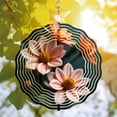 thumbnail image 3 of Metal Hanging Wind Spinners with Abstract Circular Pattern - Elegant Garden Decor with Soft Pink Flowers and Bright Yellow Centers, 3 of 6