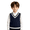Blue, variant on Teen Kids Knit Vest V Neck Striped Trim Sleeveless Sweater Gilet Boys Girls Soft Warm School Uniform Sweater Waistcoat
