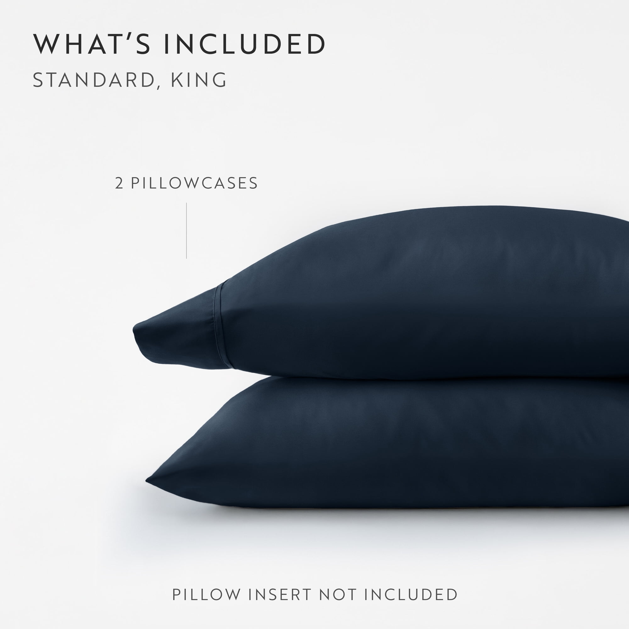 Noble Linens 2 Piece Pillow Case Set, Navy, Standard/Queen