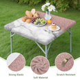 thumbnail image 4 of Pink Glitter White Marble Pattern Square Fitted Tablecloth with Elastic Edge,Square Table Cover,Washable Elastic Table Cover for Home Kitchen Party Decor 36"x36", 4 of 6