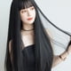 thumbnail image 4 of Peluca para mujer, pelo largo negro, suave, realista, complemento para el cabello, temperamento japonés, facial., 4 of 6