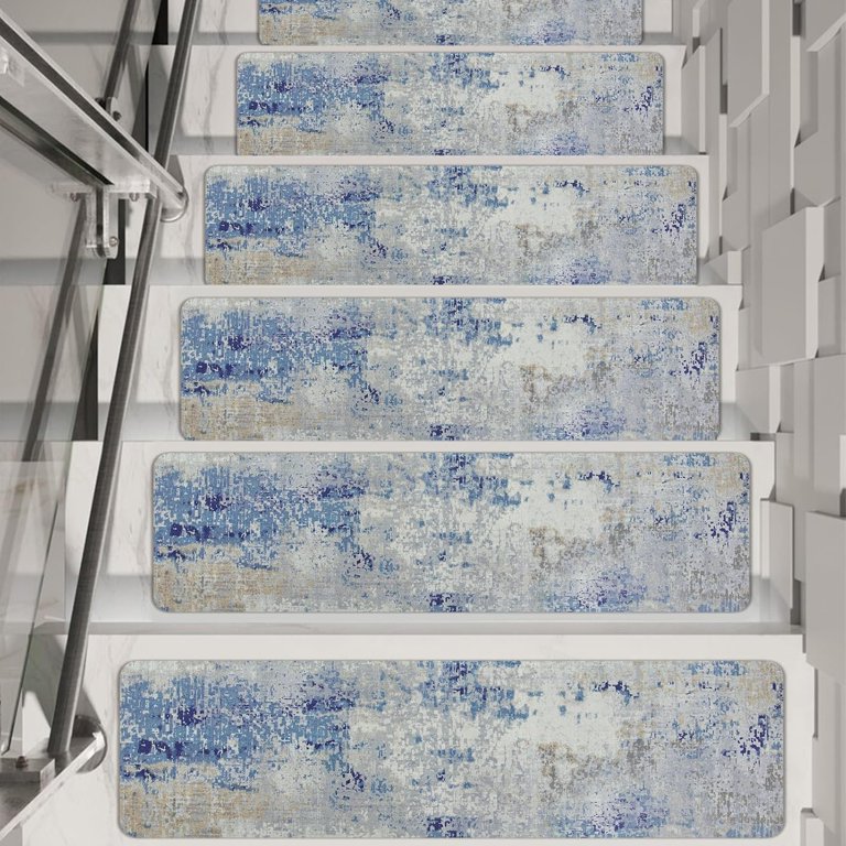 KIMODE Non-Slip Stair Treads, 15 Pack 8x30 Inch - Rubber Backed Carpet For Wooden Steps, Washable