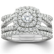 Pompeii 1 1/4Ct Diamond Engagement Wedding Ring Set White Yellow Rose Gold or Platinum