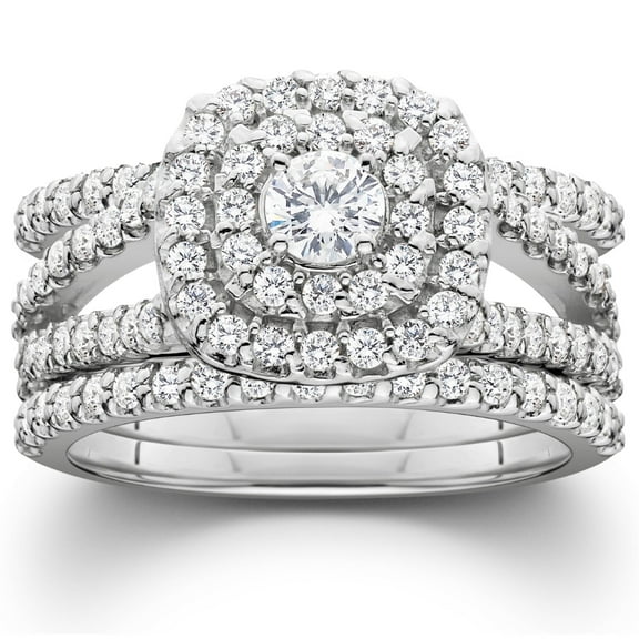 Pompeii 1 1/4Ct Diamond Engagement Wedding Ring Set White Yellow Rose Gold or Platinum