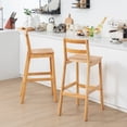 thumbnail image 5 of Gymax Set of 4 Solid Rubber Wood Bar Stools 28'' Dining Chairs w/ Backrests Natural, 5 of 10