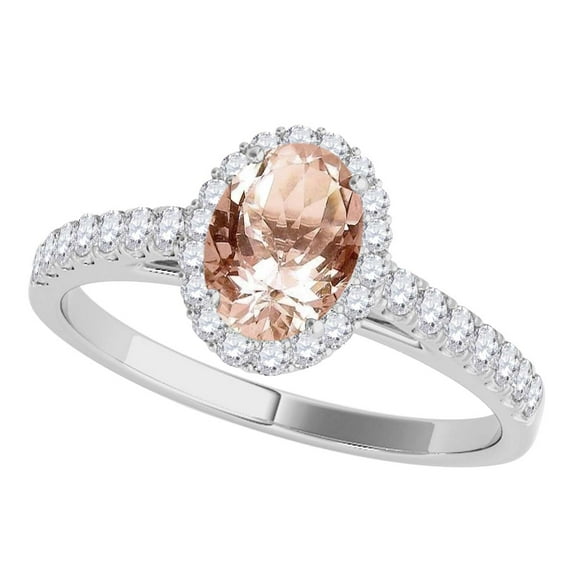 Mauli Jewels Rings for Women 0.70 Carat Diamond and Oval Shaped Moragnite Ring Prong 10K White Gold