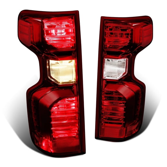 DNA Motoring TL-ZTL-007-DKR For 2019-2023 Chevy Silverado Dark Red Lens Tail Light Brake Lamps