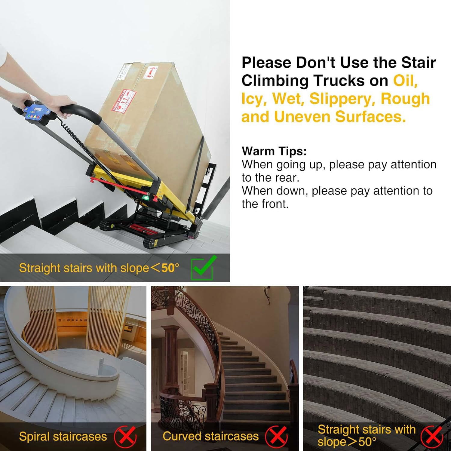 Joreek Electric Stair Climbing Hand Trucks 3 Adjustable Speeds Folding Stair Climbing Dolly Rubber Tracks for Up/Down Stairs 440lbs Max Load
