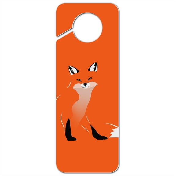 Stylish Red Foxy Fox Plastic Door Knob Hanger Sign - Image