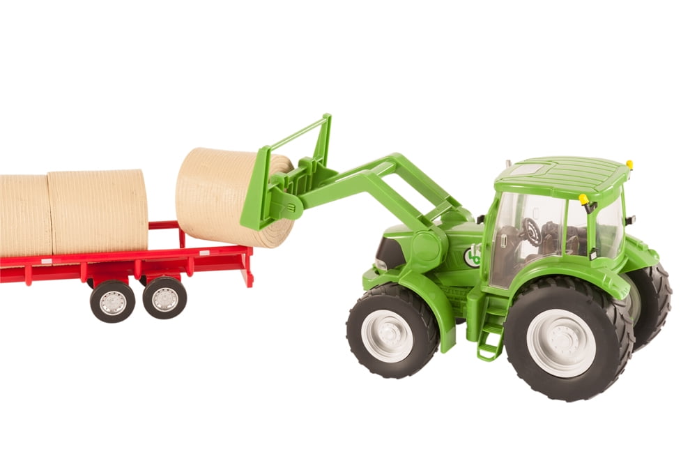 NEW Details about   Farm Tractor with Trailer-Light & Sound Truck Toy Set-Hay Bales Included 