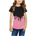 thumbnail image 2 of AJTQTH Boys Girls Cute Tshirts Kids Color Block Short Sleeve Crewneck Tees Tops Summer Casual Comfortable Fit Loose Shirts Blouses Clothes Outfits Pink 5-6 Years, 2 of 4