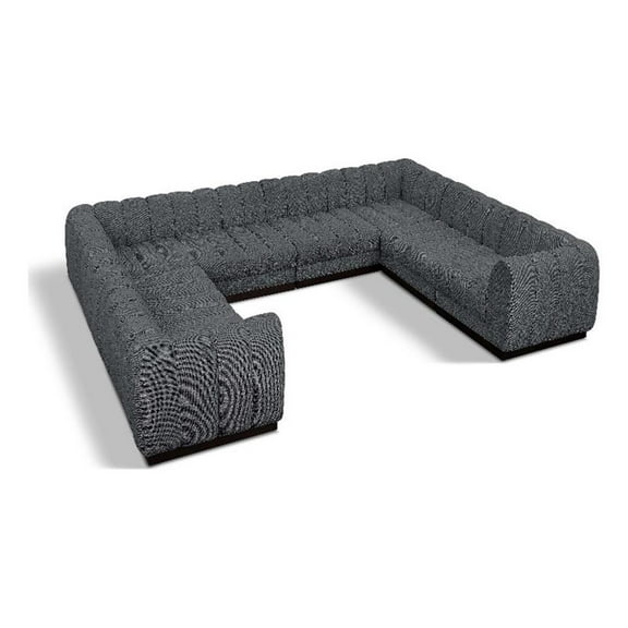 Pemberly Row 133" 8-Piece Contemporary Fabric Modular Sectional in Dark Gray