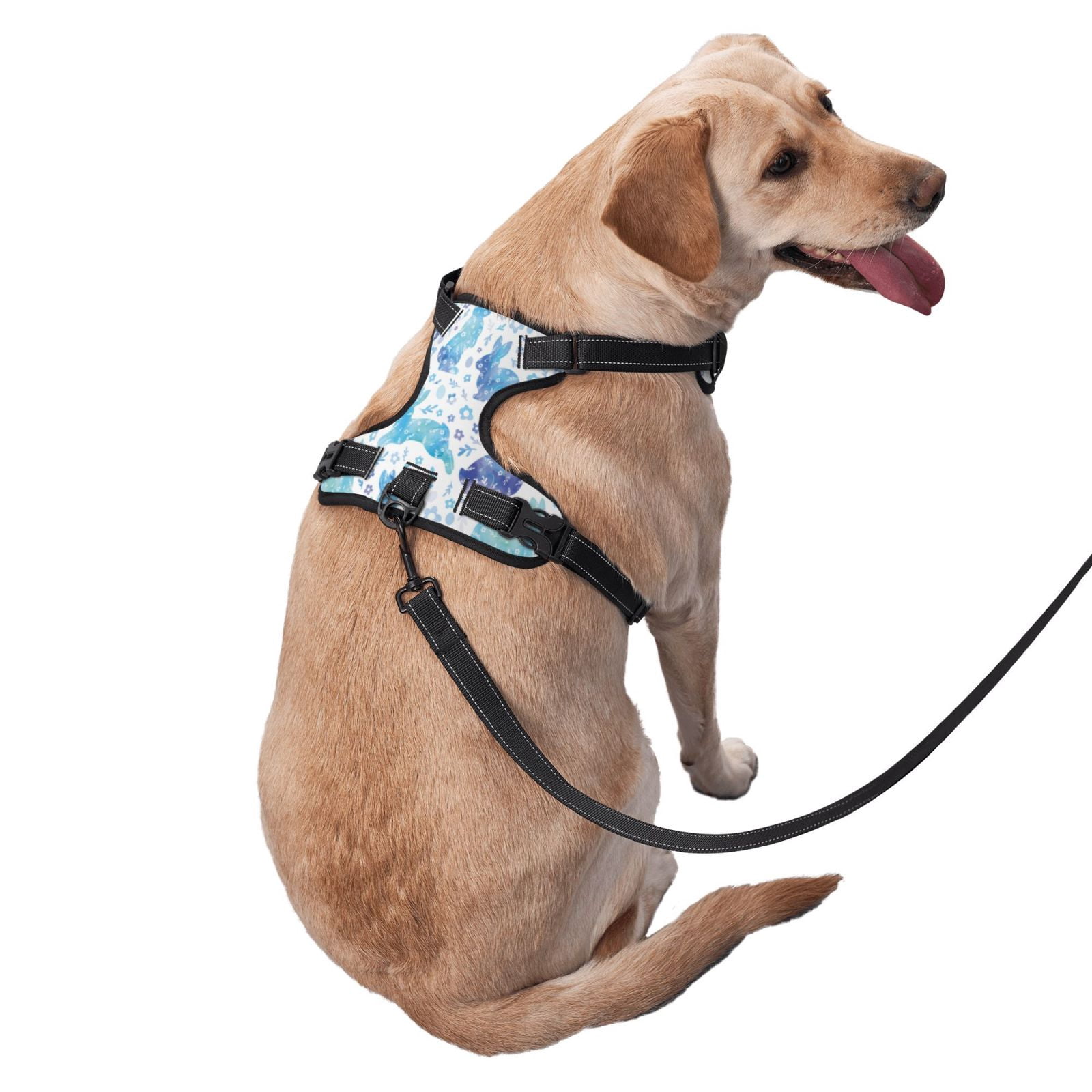 Kdxio Rabbit2 Print No Pull Dog Harness Adjustable Reflective Oxford Easy Control Medium Large Dog Harness for Training and Everyday-X-Large