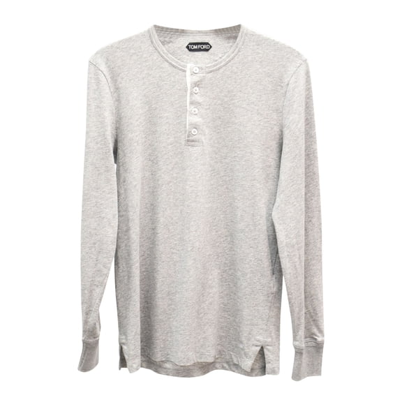 Pre-Owned Tom Ford Buttoned-Up Long Sleeve T-Shirt in Grey Cotton
