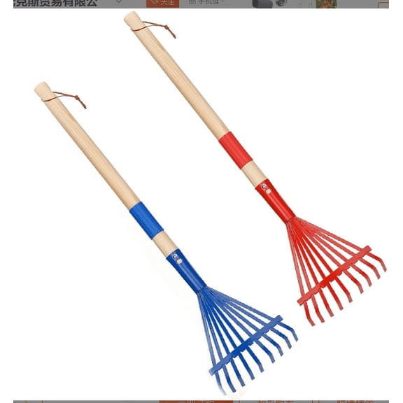 Goowood Kids Gardening Tools 28 inch Kids Rake for Leaves with Hardwood Handle Lightweight Garden Rake for Kids Outdoor Yard Work Blue Head